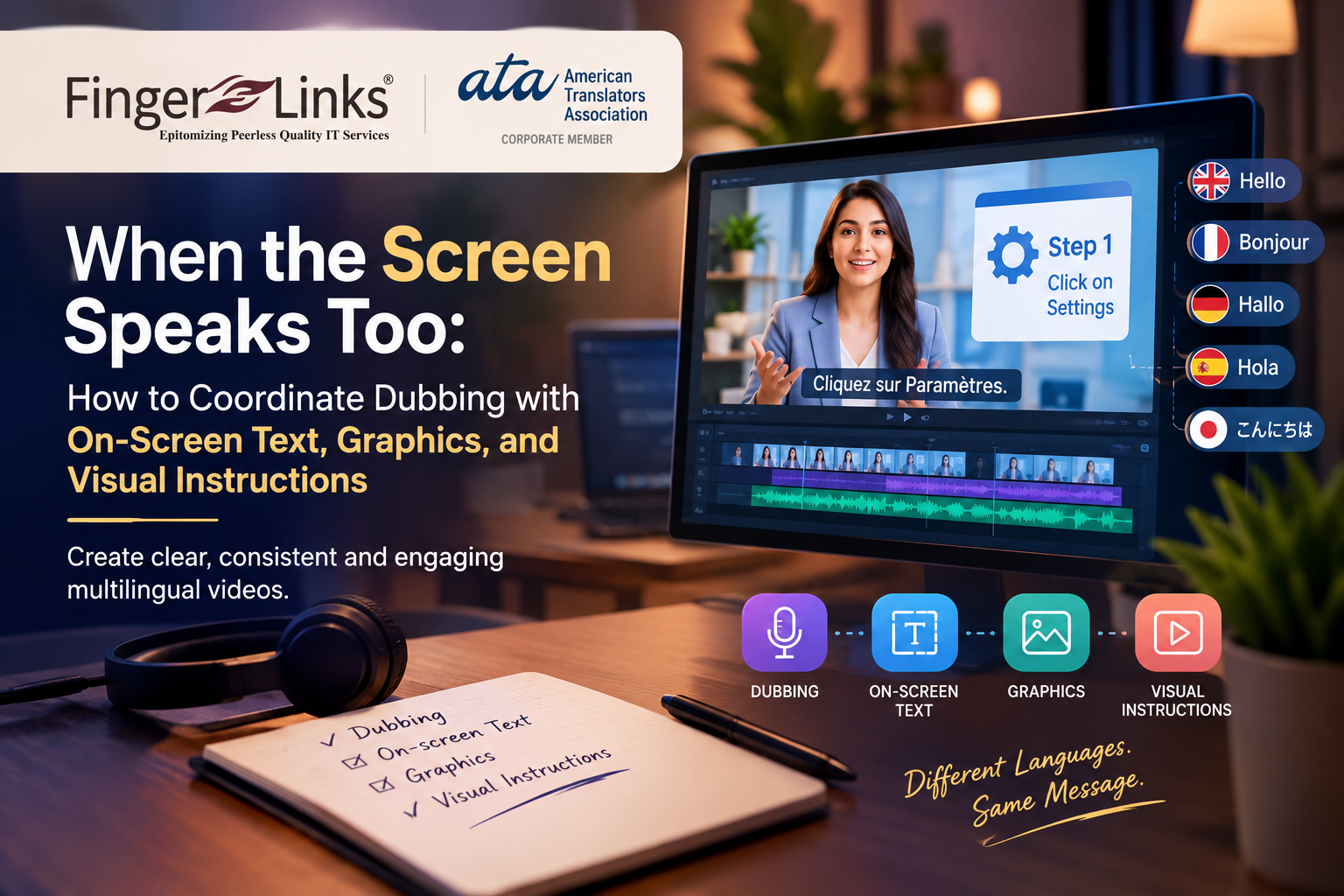 When the Screen Speaks Too: How to Coordinate Dubbing with On-Screen Text, Graphics, and Visual Instructions